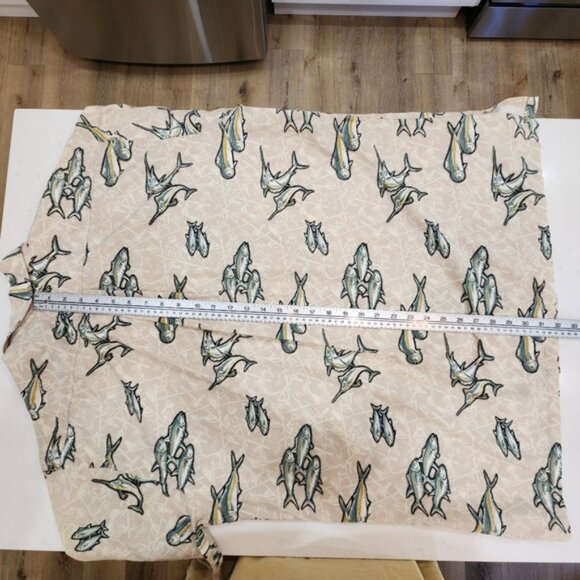 Hook Tackle Hawaiian Shirt Mens XL Cream All Over Fish Print 100% Cotton Beach - Picture 11 of 12